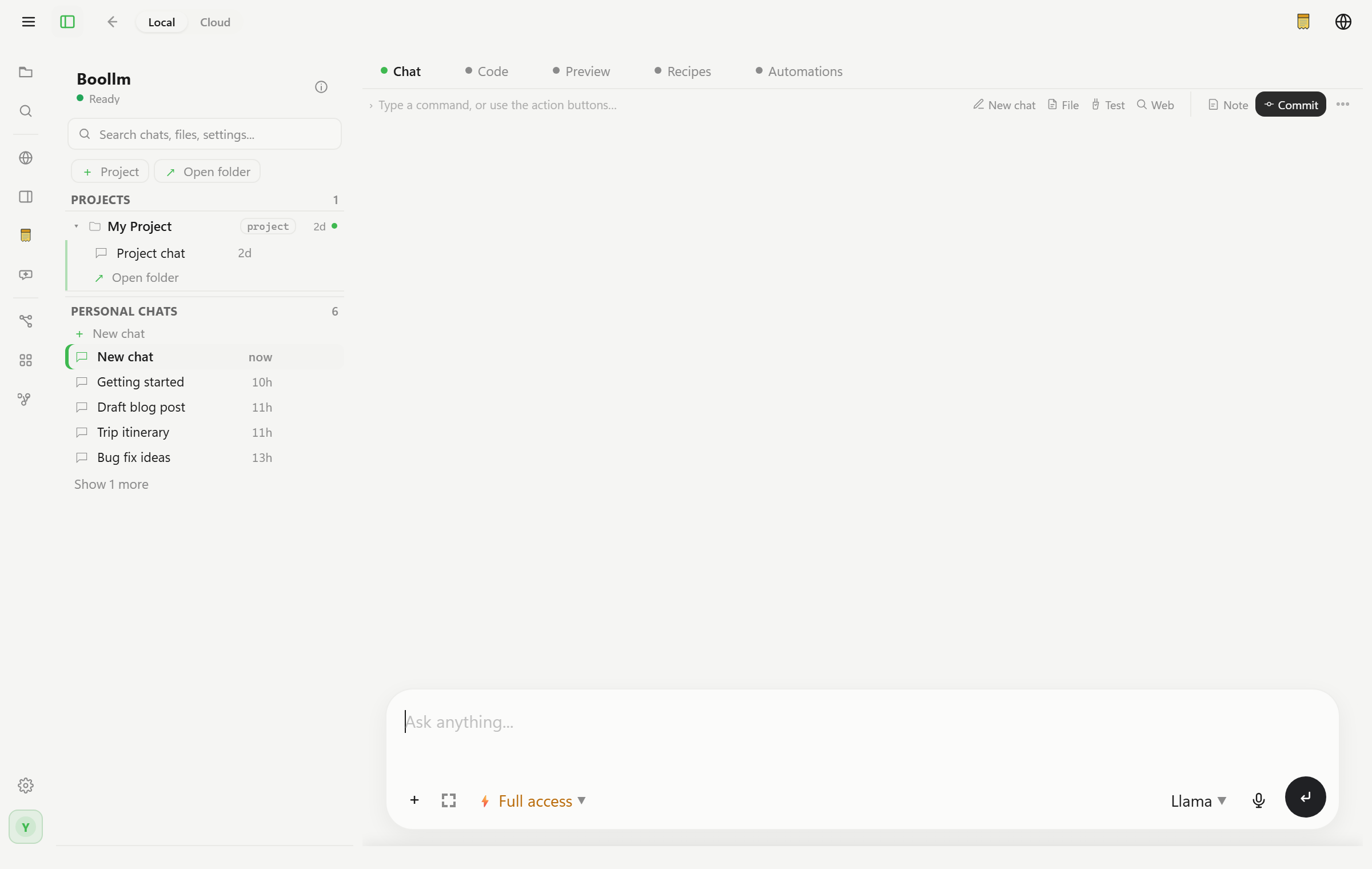 The Boollm workspace running on Windows